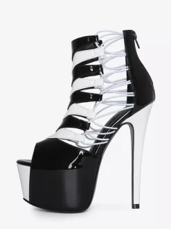 Sandales sexy à plateforme et bout ouvert pour femme bottines à talons hauts découpés