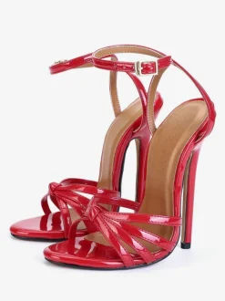 Sandales sexy à talons hauts en cuir PU noir à bout ouvert 5 9 "Chaussures sexy