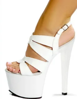 Sandales Sexy Femmes Blanc Plate-Forme Bout Ouvert Détails Boucle 2026 Sandales Talon Haut