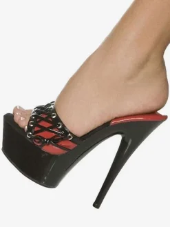 Sandales sexy noires à plateforme et bout ouvert à lacets à talons aiguilles pantoufles pour femmes sandales à talons hauts