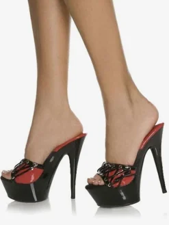 Sandales sexy noires à plateforme et bout ouvert à lacets à talons aiguilles pantoufles pour femmes sandales à talons hauts