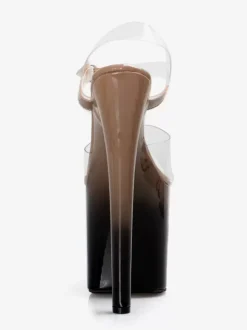 Sandales sexy pour femme en cuir PU abricot foncé à bout ouvert 39