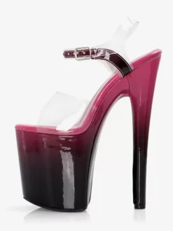 Sandales sexy pour femme en cuir PU abricot foncé à bout ouvert 39