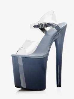 Sandales sexy pour femme en cuir PU abricot foncé à bout ouvert 39