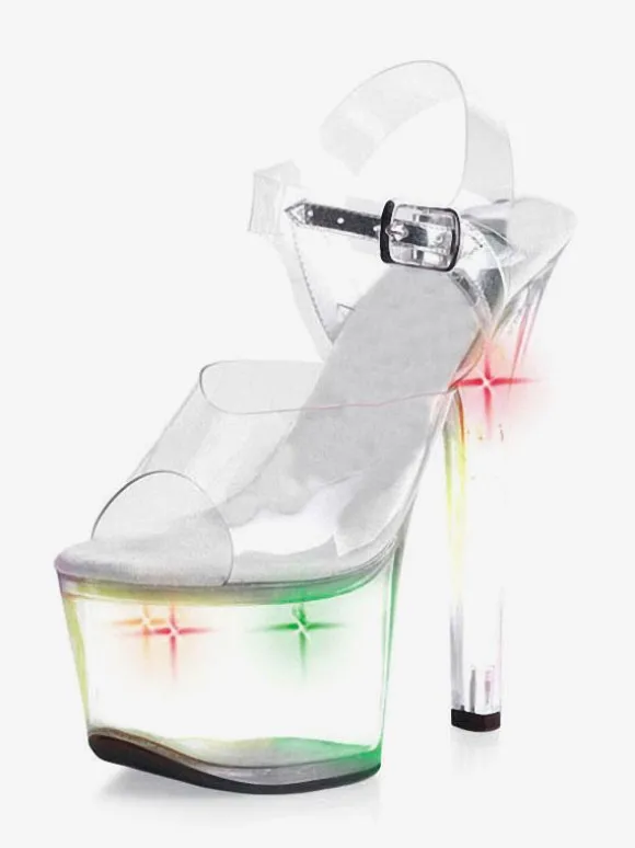 Sandales sexy pour femmes Ombre PVC Sandales d'été à bout ouvert supérieur