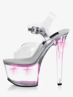 Sandales sexy pour femmes Ombre PVC Sandales d'été à bout ouvert supérieur