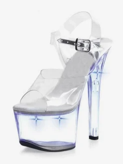 Sandales sexy pour femmes Ombre PVC Sandales d'été à bout ouvert supérieur