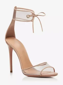 Sandales transparentes à talons hauts et brides à la cheville pour femmes