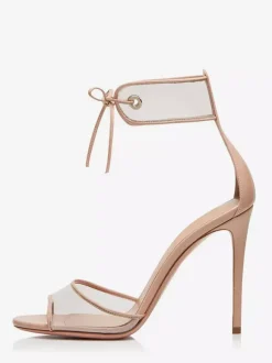 Sandales transparentes à talons hauts et brides à la cheville pour femmes