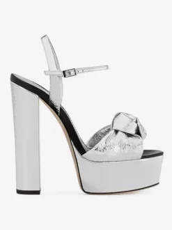 Sandales avec Plateforme à Talons Hauts avec Bout Ouvert Unicolore