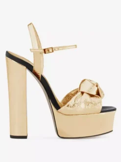 Sandales avec Plateforme à Talons Hauts avec Bout Ouvert Unicolore