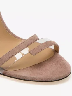 Sandales à bride cheville en daim bout ouvert talons hauts chaussures habillées