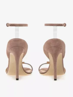 Sandales à bride cheville en daim bout ouvert talons hauts chaussures habillées