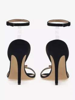 Sandales à bride cheville en daim bout ouvert talons hauts chaussures habillées
