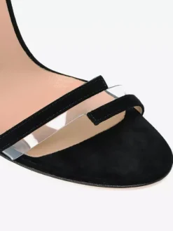 Sandales à bride cheville en daim bout ouvert talons hauts chaussures habillées