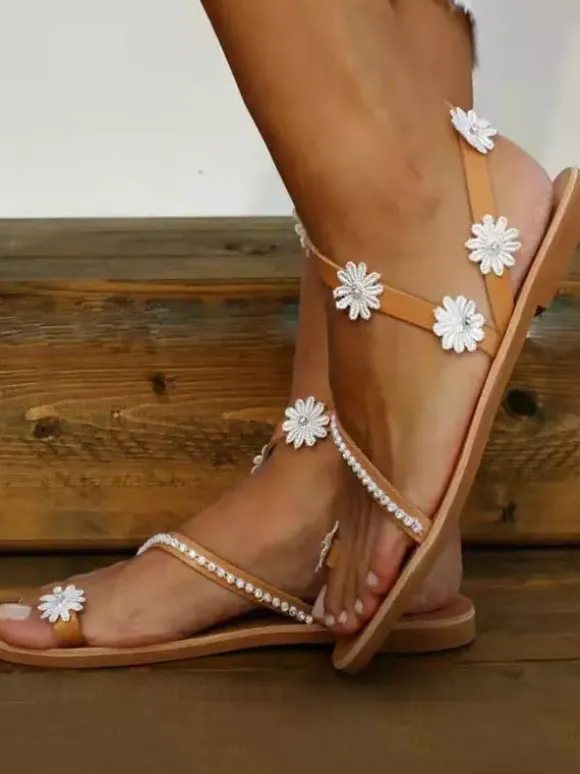 Sandales de mariage bohème à fleurs pour femmes