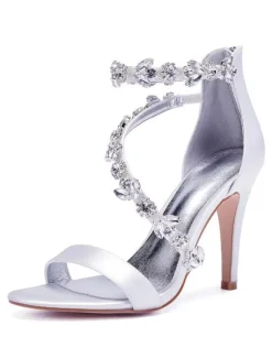 Sandales de mariée talon haut décoré des pailletes chaussures cérémonie