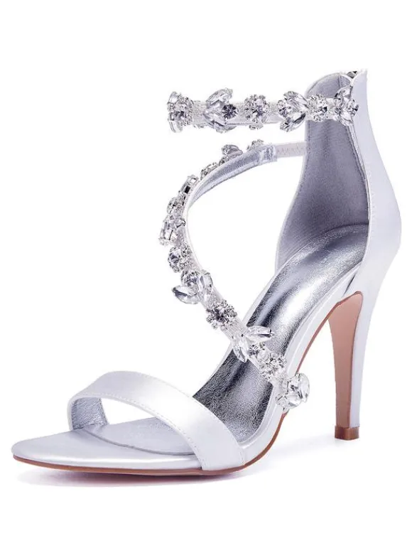 Sandales de mariée talon haut décoré des pailletes chaussures cérémonie