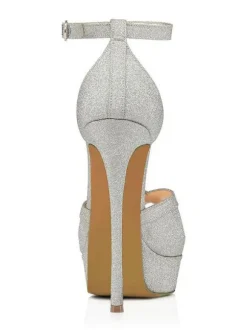 Sandales de Soirée à Talons Hauts avec Bout Ouvert Femme à Lacets Unicolore
