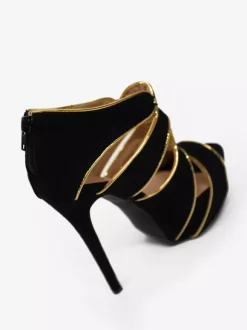 Sandales femmes sexy noir en nubuck plateforme talon haut