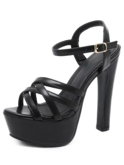 Sandales femme à talon noir plateforme talon épais