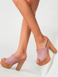 Sandales Femme Terry Slide Bout Ouvert Talon Chunky Sandales à Talons Slip-On