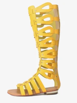 Sandales gladiateur en vogue en Synthétique unicolore Talon plat