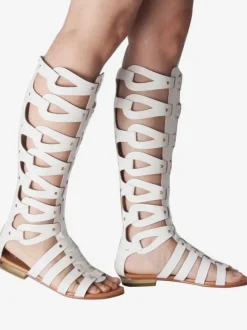Sandales gladiateur en vogue en Synthétique unicolore Talon plat