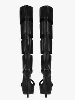 Sandales gladiateur noires à plateforme et bout ouvert sandales à talons hauts découpés