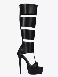 Sandales gladiateur noires à plateforme et bout ouvert sandales à talons hauts découpés