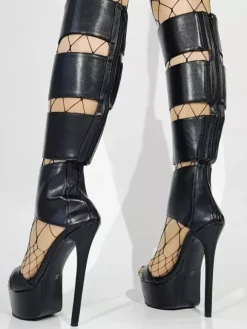 Sandales gladiateur noires à plateforme et bout ouvert sandales à talons hauts découpés