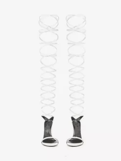 Sandales gladiateur noires pour femmes bout ouvert talons ornés de strass lacets chaussures de soirée