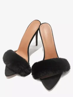 Sandales à glissière pour femmes Chic Micro Daim Supérieur Bout Pointu Talon Aiguille Pantoufles