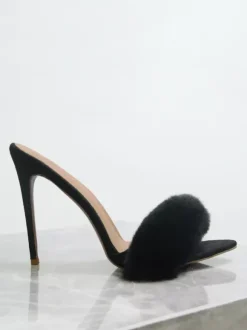 Sandales à glissière pour femmes Chic Micro Daim Supérieur Bout Pointu Talon Aiguille Pantoufles