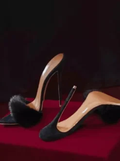 Sandales à glissière pour femmes Chic Micro Daim Supérieur Bout Pointu Talon Aiguille Pantoufles