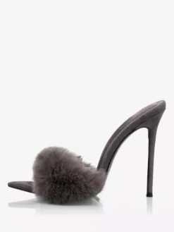 Sandales à glissière pour femmes Chic Micro Daim Supérieur Bout Pointu Talon Aiguille Pantoufles