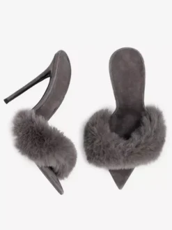 Sandales à glissière pour femmes Chic Micro Daim Supérieur Bout Pointu Talon Aiguille Pantoufles