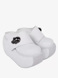 Sandales gothiques Lolita avec détails en métal bout rond squelette en cuir PU chaussures d'été blanches Lolita