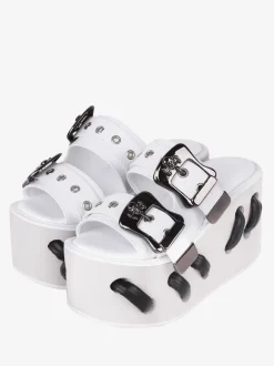 Sandales Gothiques Lolita À Bout Rond Steam Punk Chaussures D'été Compensées Lolita Noires