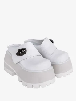 Sandales gothiques Lolita à bout rond en cuir PU Chaussures Compensées d'été Lolita blanches