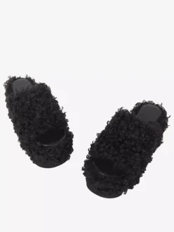 Sandales gothiques Lolita à bout rond en cuir PU noir style Lolita à talon épais chaussures d'été