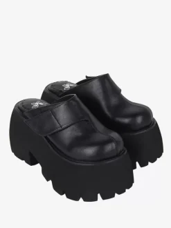 Sandales gothiques Lolita à rivets noirs imprimé floral chaussures d'été en cuir PU à bout ouvert
