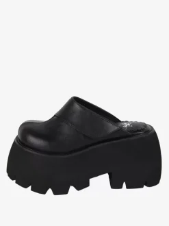 Sandales gothiques Lolita à rivets noirs imprimé floral chaussures d'été en cuir PU à bout ouvert