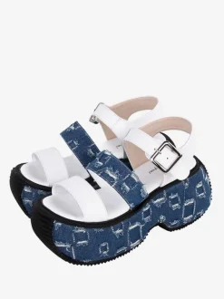 Sandales Lolita Gothiques Bout Rond Textile Chaussures D'été Lolita Blanches