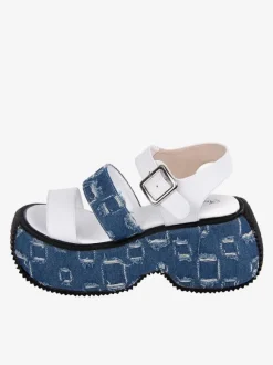 Sandales Lolita Gothiques Bout Rond Textile Chaussures D'été Lolita Blanches