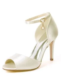 Sandales mariée à bout ouvert à talon haut avec boucle Sandales femme