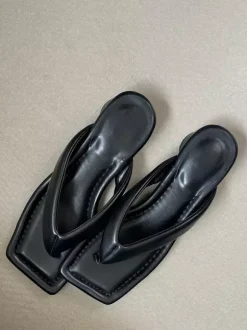 Sandales noires à talon épais et sans talon pour femmes