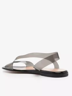 Sandales plates transparentes à bout ouvert pour femmes chaussures de plage