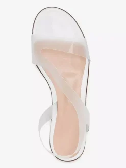 Sandales plates transparentes à bout ouvert pour femmes chaussures de plage