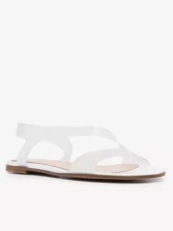 Sandales plates transparentes à bout ouvert pour femmes chaussures de plage